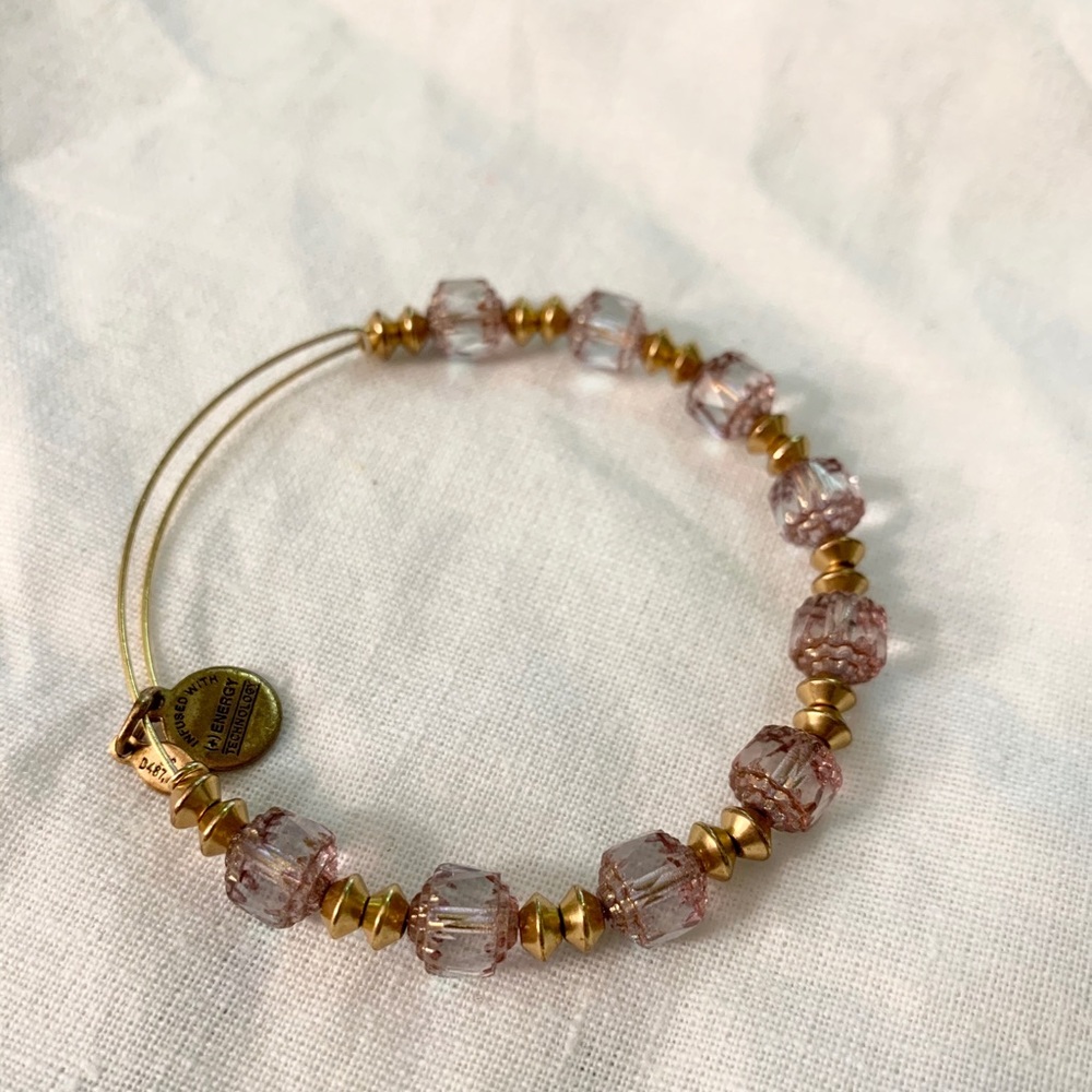 Alex and Ani beautiful pink and gold beaded bangle